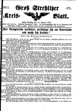 Groß-Strehlitzer Kreisblatt on Jan 15, 1915