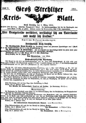 Groß-Strehlitzer Kreisblatt vom 05.03.1915