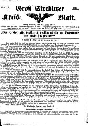 Groß-Strehlitzer Kreisblatt on Mar 12, 1915