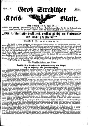 Groß-Strehlitzer Kreisblatt vom 09.04.1915