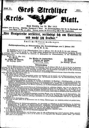 Groß-Strehlitzer Kreisblatt vom 28.05.1915