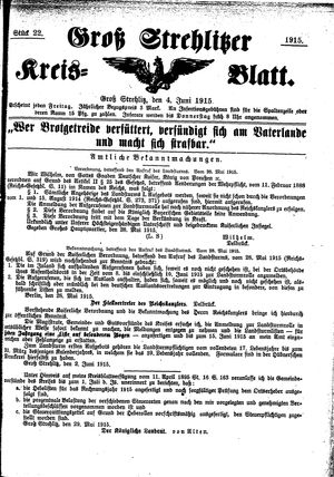 Groß-Strehlitzer Kreisblatt vom 04.06.1915