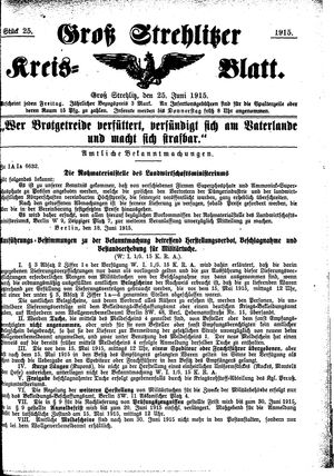 Groß-Strehlitzer Kreisblatt vom 25.06.1915