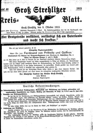 Groß-Strehlitzer Kreisblatt vom 08.10.1915