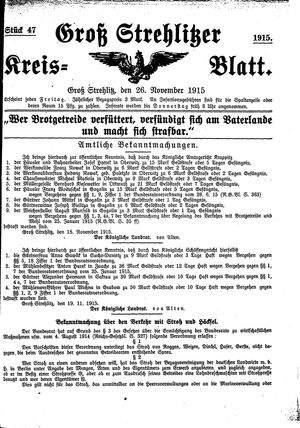 Groß-Strehlitzer Kreisblatt vom 26.11.1915