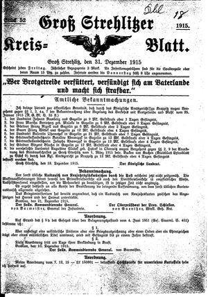 Groß-Strehlitzer Kreisblatt vom 31.12.1915