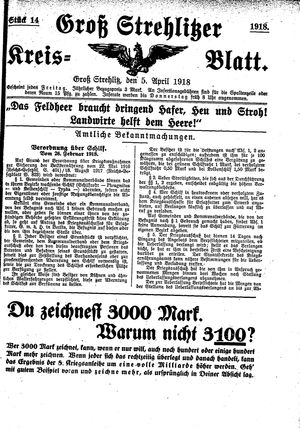 Groß-Strehlitzer Kreisblatt on Apr 5, 1918