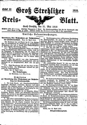 Groß-Strehlitzer Kreisblatt vom 31.05.1918