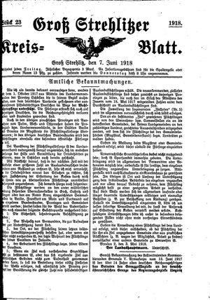 Groß-Strehlitzer Kreisblatt vom 07.06.1918