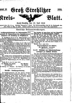 Groß-Strehlitzer Kreisblatt vom 12.07.1918
