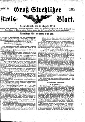 Groß-Strehlitzer Kreisblatt vom 02.08.1918