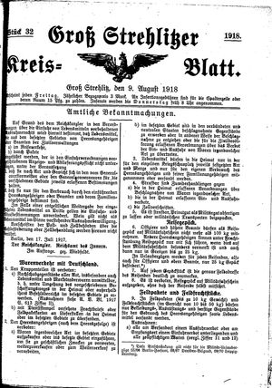 Groß-Strehlitzer Kreisblatt vom 09.08.1918