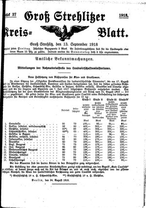 Groß-Strehlitzer Kreisblatt vom 13.09.1918