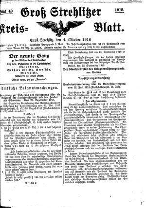 Groß-Strehlitzer Kreisblatt vom 04.10.1918