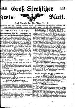 Groß-Strehlitzer Kreisblatt vom 18.10.1918
