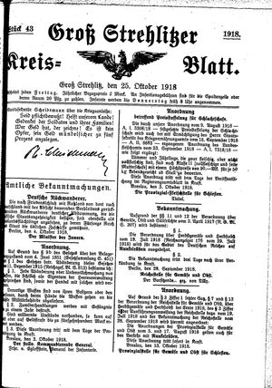 Groß-Strehlitzer Kreisblatt on Oct 25, 1918