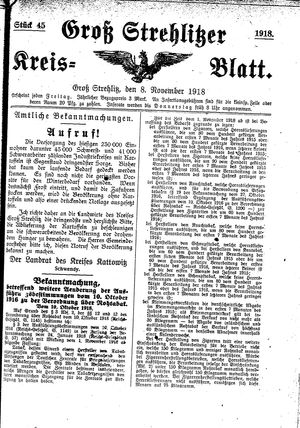 Groß-Strehlitzer Kreisblatt on Nov 8, 1918