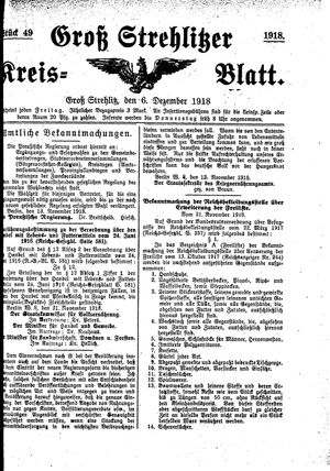 Groß-Strehlitzer Kreisblatt vom 06.12.1918