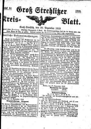 Groß-Strehlitzer Kreisblatt vom 20.12.1918