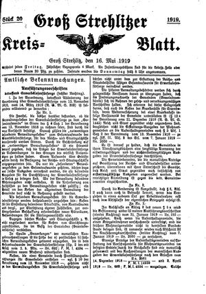 Groß-Strehlitzer Kreisblatt vom 16.05.1919