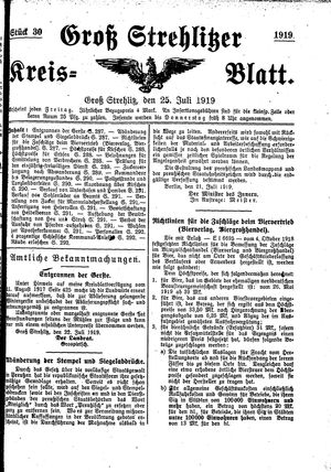 Groß-Strehlitzer Kreisblatt vom 25.07.1919