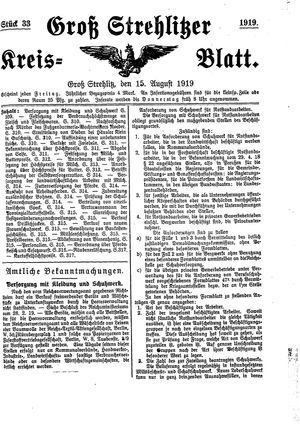 Groß-Strehlitzer Kreisblatt vom 15.08.1919