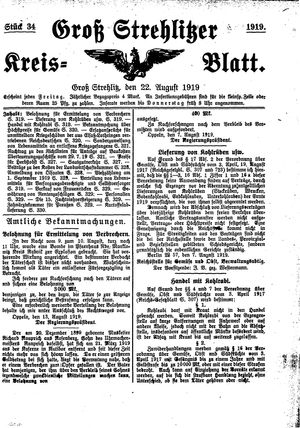 Groß-Strehlitzer Kreisblatt vom 22.08.1919