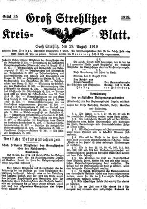 Groß-Strehlitzer Kreisblatt vom 29.08.1919