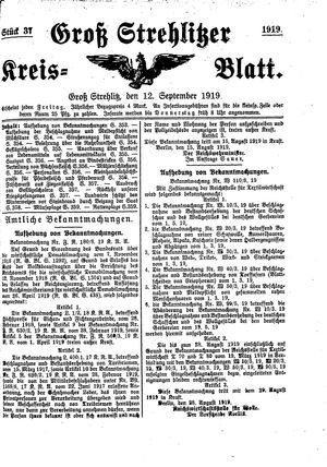 Groß-Strehlitzer Kreisblatt vom 12.09.1919