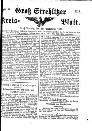 Groß-Strehlitzer Kreisblatt vom 19.09.1919