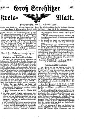 Groß-Strehlitzer Kreisblatt on Oct 31, 1919