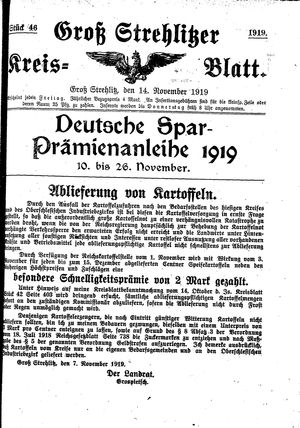 Groß-Strehlitzer Kreisblatt vom 14.11.1919