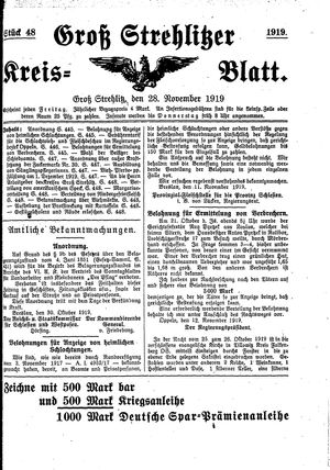 Groß-Strehlitzer Kreisblatt on Nov 28, 1919