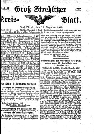 Groß-Strehlitzer Kreisblatt vom 19.12.1919