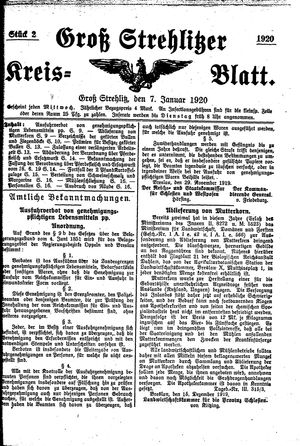 Groß-Strehlitzer Kreisblatt on Jan 7, 1920