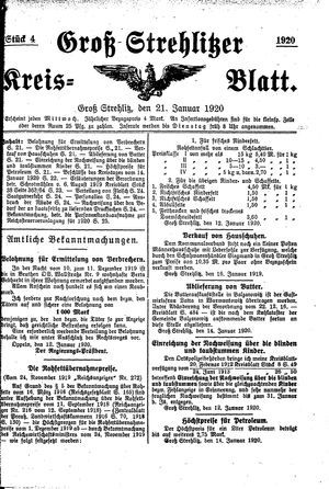 Groß-Strehlitzer Kreisblatt vom 21.01.1920