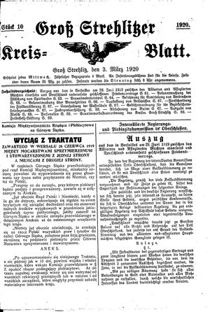 Groß-Strehlitzer Kreisblatt on Mar 3, 1920