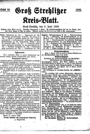 Groß-Strehlitzer Kreisblatt on Jun 2, 1920