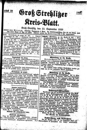 Groß-Strehlitzer Kreisblatt vom 22.09.1920