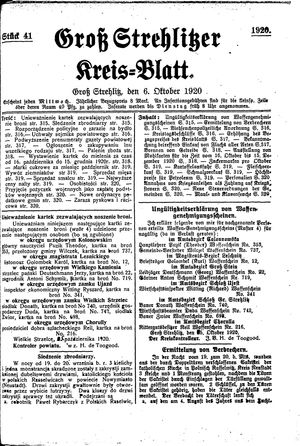 Groß-Strehlitzer Kreisblatt vom 06.10.1920