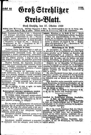 Groß-Strehlitzer Kreisblatt vom 27.10.1920