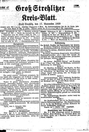 Groß-Strehlitzer Kreisblatt vom 17.11.1920