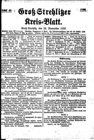 Groß-Strehlitzer Kreisblatt vom 24.11.1920