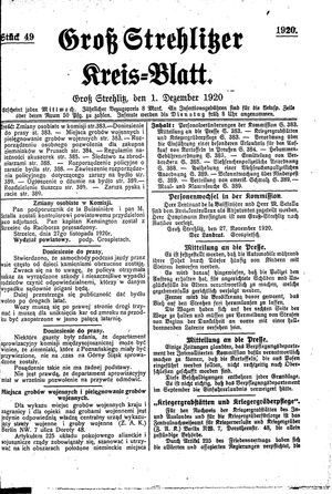 Groß-Strehlitzer Kreisblatt vom 01.12.1920
