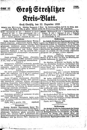 Groß-Strehlitzer Kreisblatt vom 22.12.1920