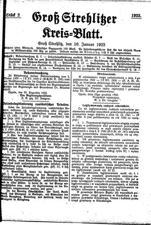 Groß-Strehlitzer Kreisblatt vom 10.01.1923