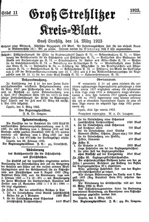 Groß-Strehlitzer Kreisblatt vom 14.03.1923