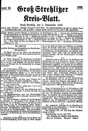 Groß-Strehlitzer Kreisblatt vom 05.09.1923
