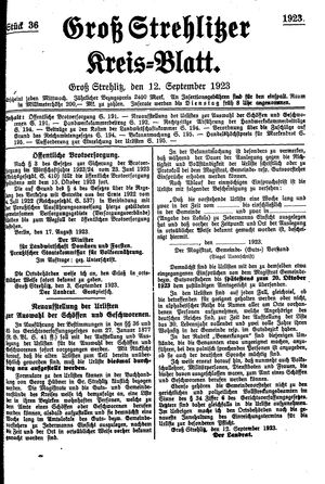 Groß-Strehlitzer Kreisblatt vom 12.09.1923