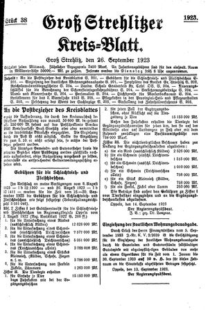 Groß-Strehlitzer Kreisblatt vom 26.09.1923